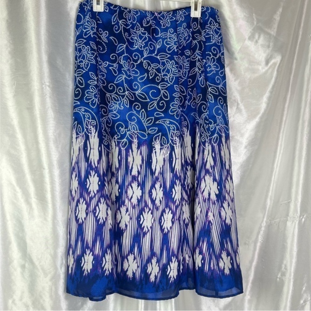 Y2K Boho Blue Floral Midi Skirt – Size 14 | Vintage Vacay Resortwear